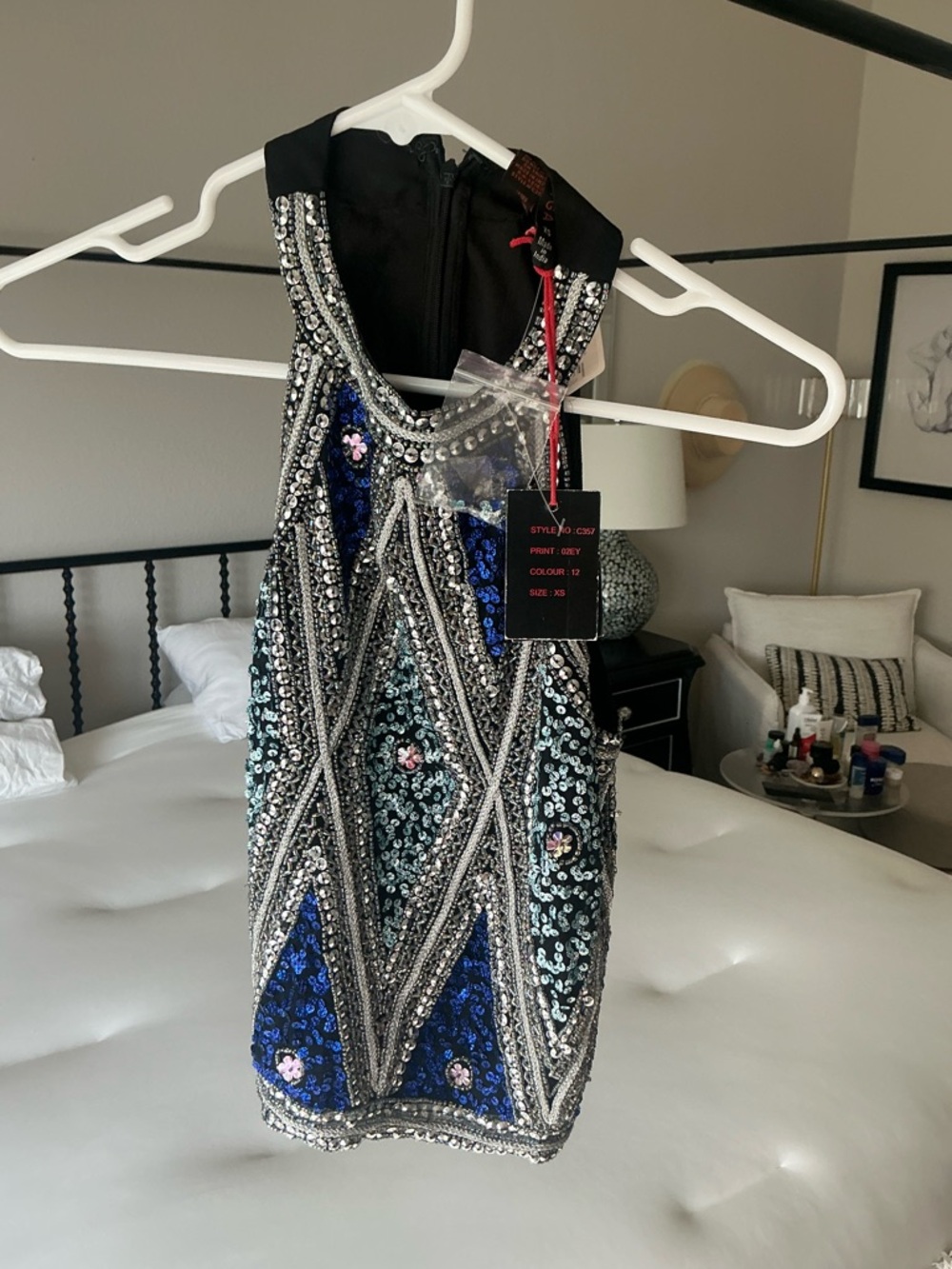 NWT - RAGA Beaded Sequin Blue Black Silver Tank Top